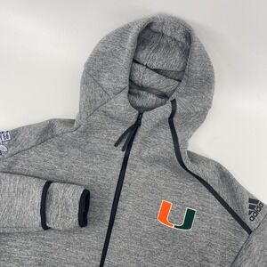 Adidas Hoodie Women S Grey Miami Hurricanes 2018 Pinstripe Bowl Full Zip Jacket